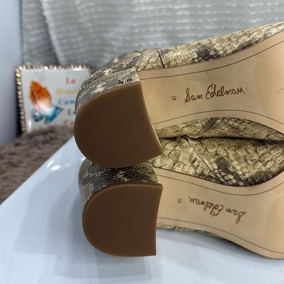 (R2) Sam Edelman Regaen Exotic Snake Print Booties in Wheat, Women's Size 10 - Picture 13 of 15